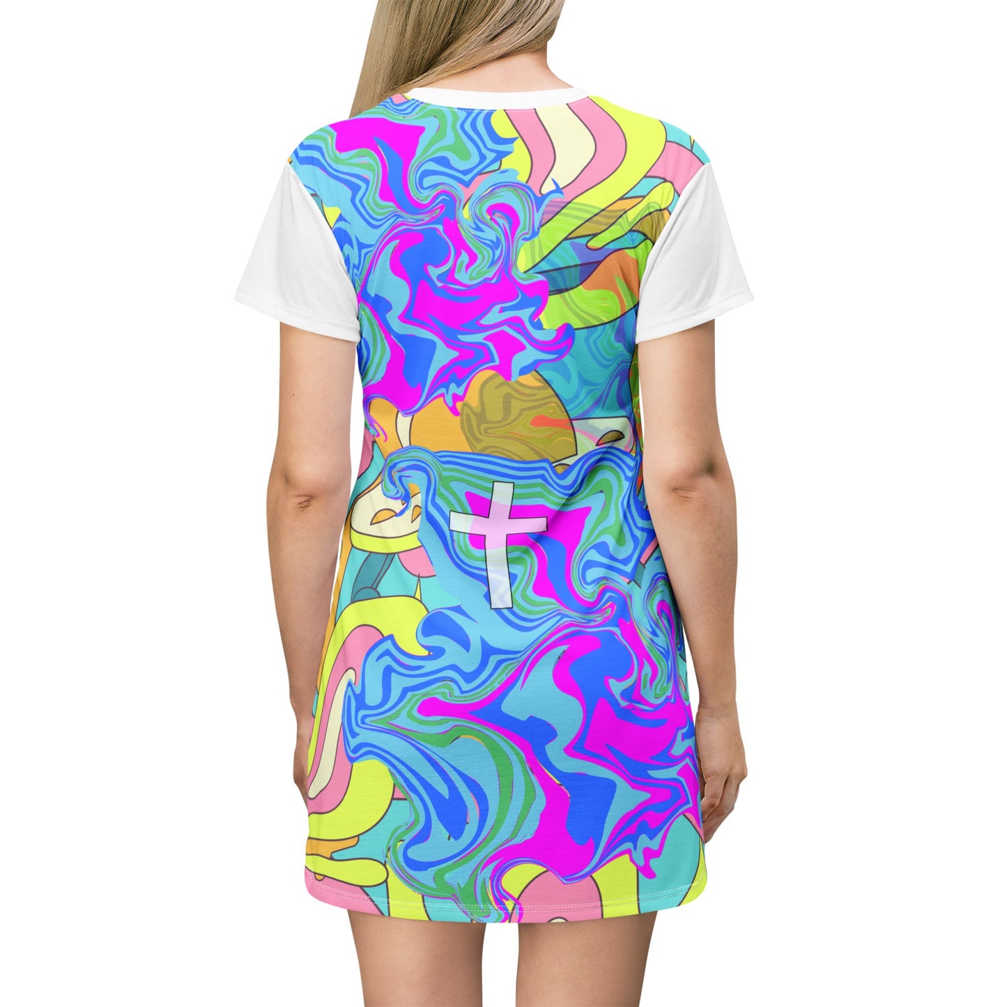 Rainbow Oil Spill 'In the Valley' - Polyester Tee-shirt dress