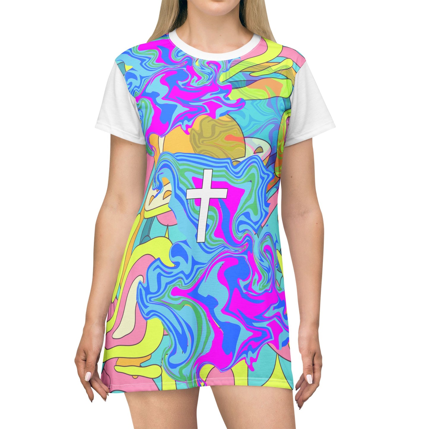 Rainbow Oil Spill 'In the Valley' - Polyester Tee-shirt dress